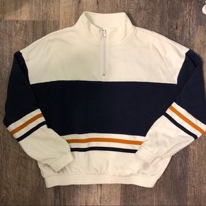 L.A. Hearts Off-White Striped 1/4 ZIP Sweatshirt